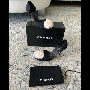Chanel 06P Silk Camellia Flower Heels + Box 39.5